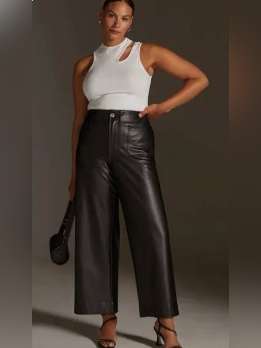 Anthropologie Maeve colette faux-leather high-rise wide-leg cropped pants 24